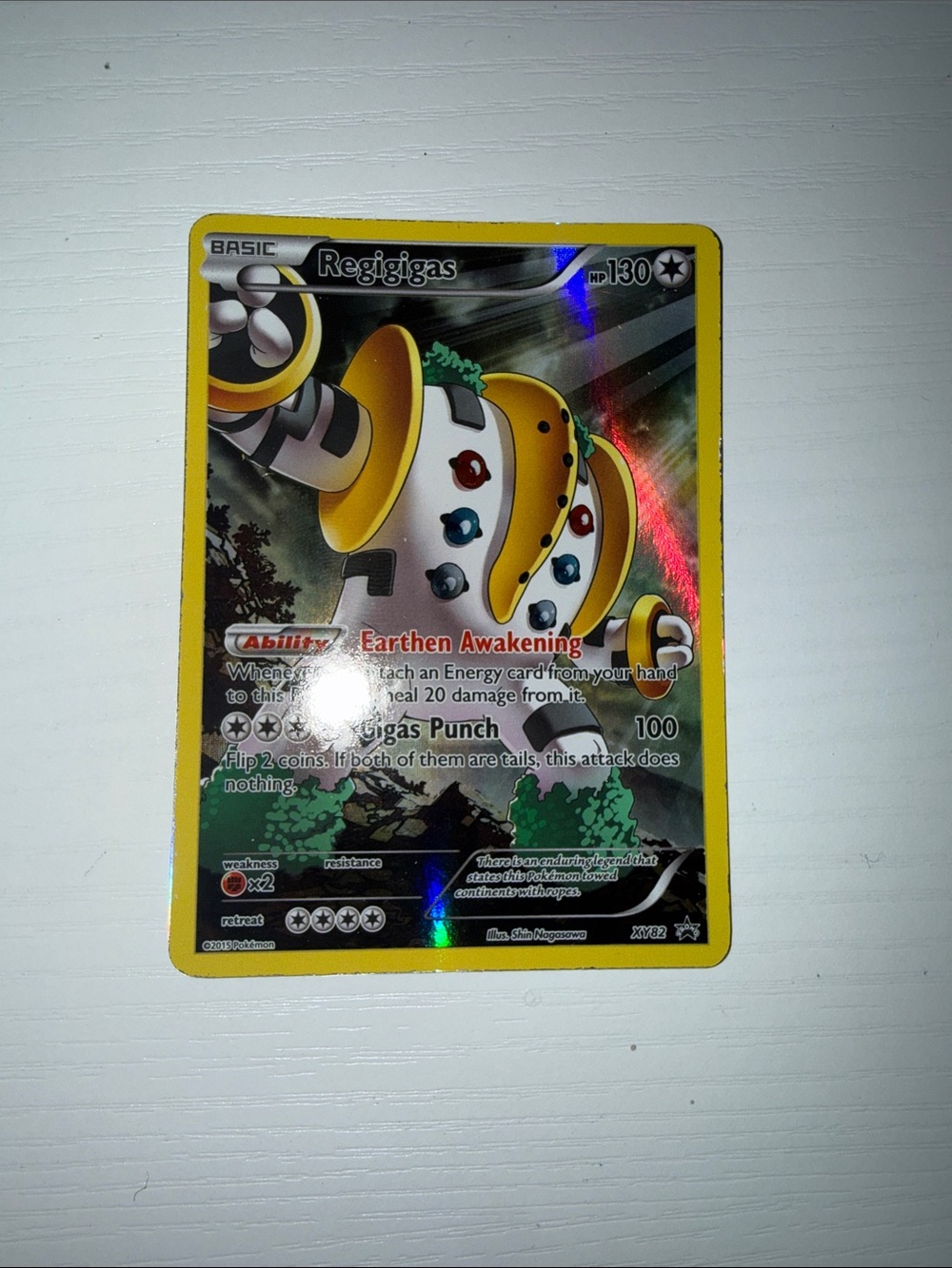 Regigigas Trading Card – Yellow Foil Holo